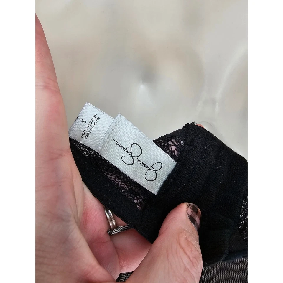 Camisola Vintage Y2K Jessica Simpson Feminina Tamanho P Transparente Renda Preta - Imagem 4 de 4