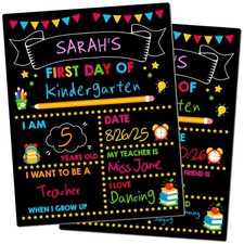 First Last Day of School Board, 14 x 11 in First Day of School Chalkboard, D...