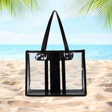 Women Clear Beach Bag Portable Practical Handbag for Pool Picnic Beach