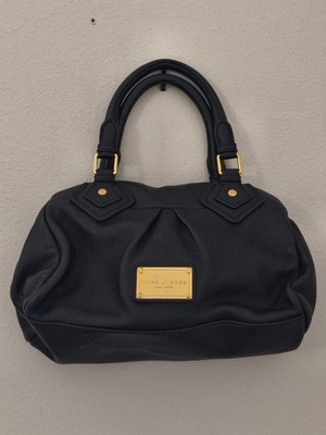 Marc by Marc Jacobs Classic Q Baby Groovee Black Leather Satchel Purse Gold