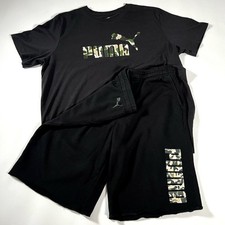 Puma Camo Graphic 2 Piece Set Men  s T-Shirt Large Shorts Medium Summer Soccer