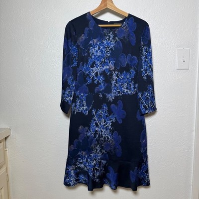 banana republic blue ruffle dress Banana Republic Chambray Crew Ruffle Dress Blue Short Sleeve Lined Size 4 Tall