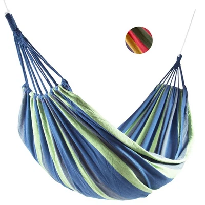ZOLLNER Hängematte Hammock Hängestuhl gestreift, ca. 150x210 cm, blau oder rot