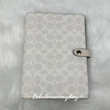 Coach Snap Notebook In Signature Canvas/Silver/Chalk CZ198 NWT