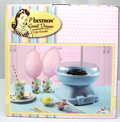 Bestron Zuckerwattenmaschine, Retro Cotton Candy Maker für Zuhause Blau Neu