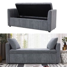 Upholstered Storage Bench Ottoman Seat for Bedroom Living Room Entryway