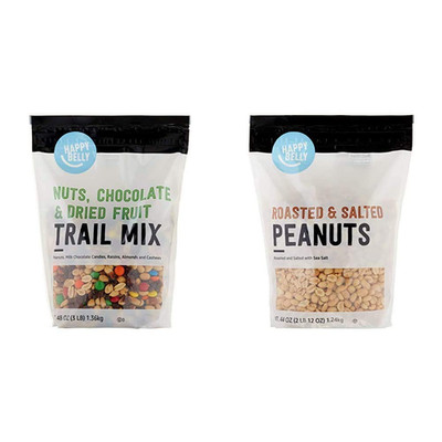 Amazon Brand  Nuts, Chocolate & Dried Fruit and Roasted Salted Peanuts Trail Mix