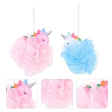 2 Pcs Unicorn Cartoon Bath Mesh Shower Balls Exfoliating Bubble Net