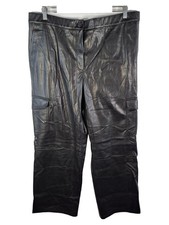 SAMOON Kunstleder Cargohose Damen Hose Schwarz Größe 48 XXL Urban Casual