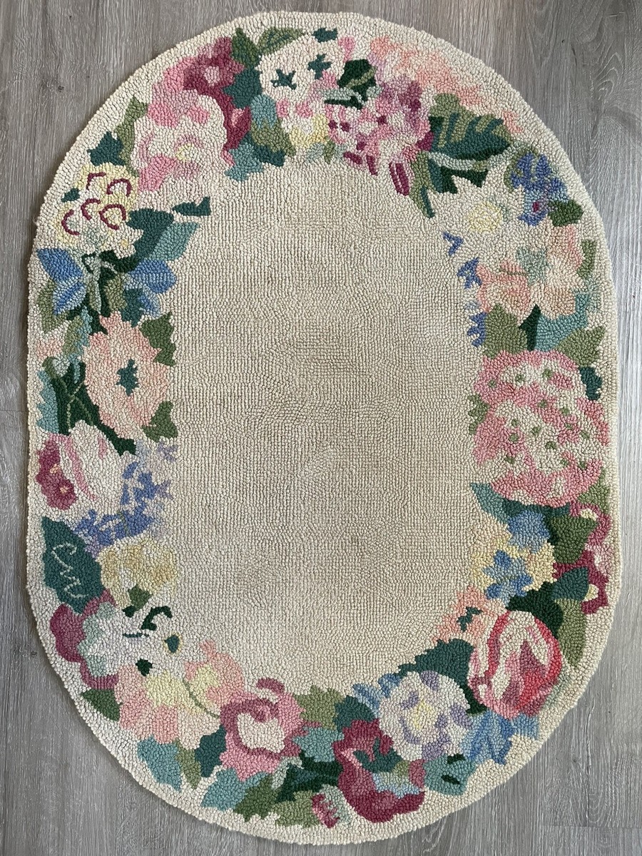 CLAIRE MURRAY HOOKED SIGNED VINTAGE SPRING FLOWERS RUG | eBay