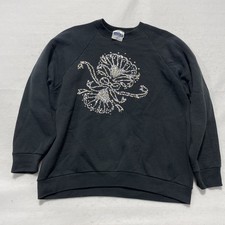 Fruit of the Loom Sweatshirt Women L Vintage 80s 90s Rhinestone Bow Graphic