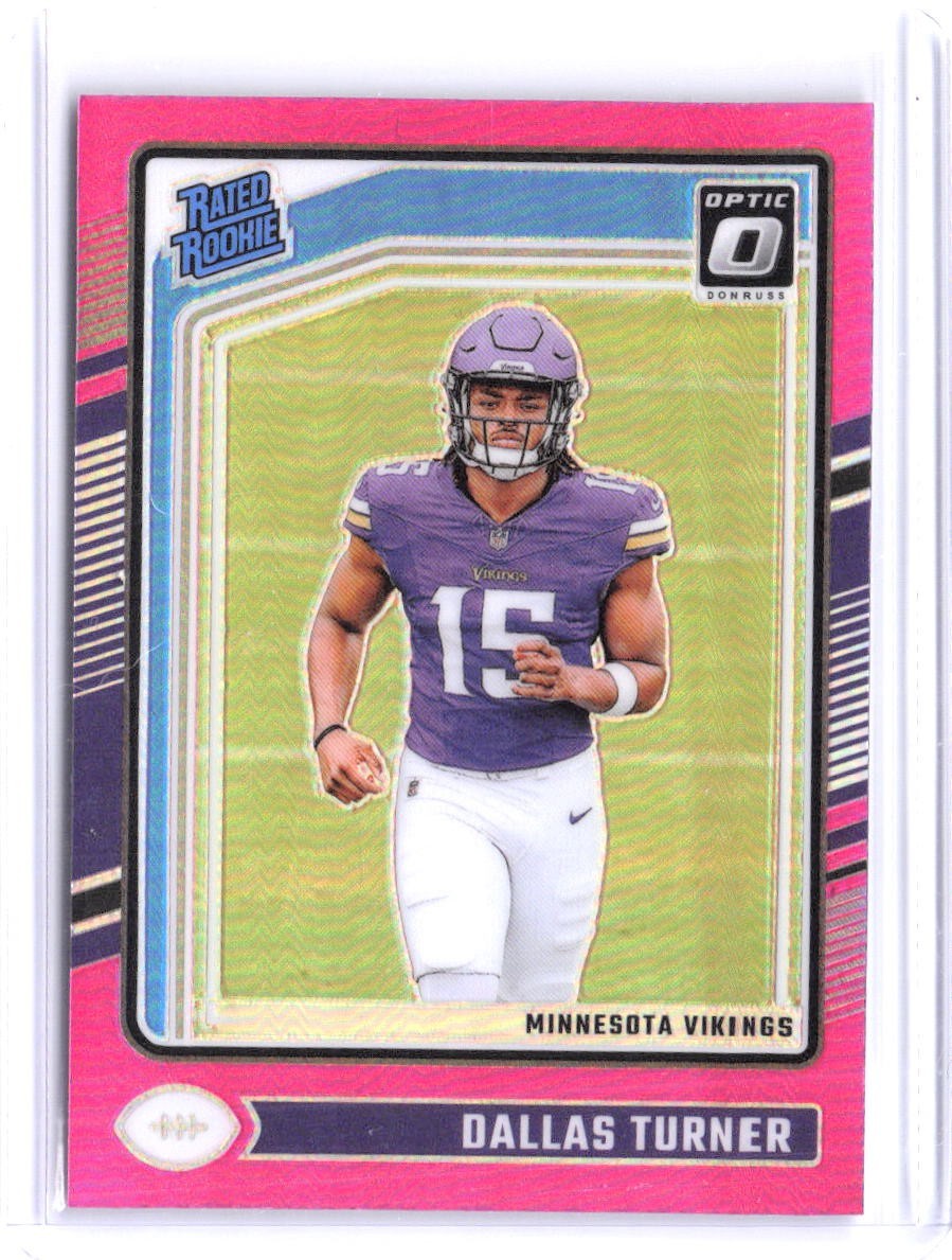 Dallas Turner 2024 Panini Donruss Optic-Rated Rookie #224 Pink Prizm RC Vikings