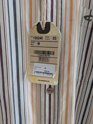 Men's CAMEL ACTIVE Casual Shirt - Medium - Button Down Striped - Long Sleeve NEW - Picture 3 of 14