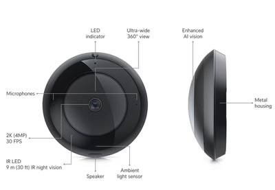 UniFi Ubiquiti UVC-AI-360 Innen-/Außenkamera, Schwenk-Neige-Zoom-Funktion, 360Gr