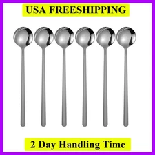 6 Pack Coffee Spoons, Stainless Steel Dessert Spoons, Small Tea Spoon, Long H...