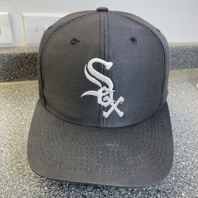 Vintage Chicago White Sox Hat Cap Snapback Logi 7 Plain Logo Black Dome MLB