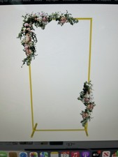 Metal Wedding Arch Arbor Backdrop Stand 6.6 X 3.3Ft. Gold Square Frame for Party