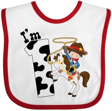 Inktastic I'm One-cowboy Riding Horse Birthday Baby Bib Birthdays First 1st 1