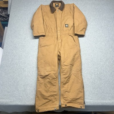 Berne Insulated Coveralls Youth Size Small 6-8 Duck Brown Lined Pockets Zip