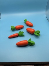 Wooden Carrots w/ Felt Leaves Pretend Play Food Easter Decor Montessori Toy Lot