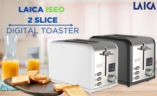 Digital Toaster 2 Slice Variable Browning Defrost Reheat Extra Wide LAICA