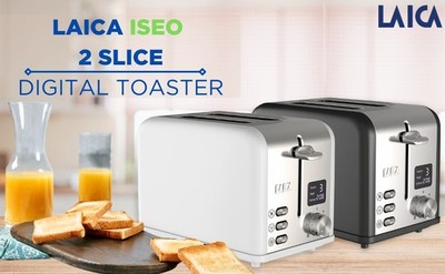 Digitaler Toaster 2 Scheiben Variable Bräunung Auftauen Aufwärmen Extra Breit LAICA