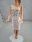Vintage Barbie Silver One Shoulder Figure Hugging Party Dress 1990s No Doll