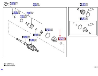 LEXUS RX MK5 Antriebswelle hinten Innenborder Gelenkmanschette RH Klemme 4234512130 NEU ORIGINAL