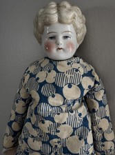 Antique German China Head Doll 14.5 IN Doll Blond And Antique Porcelain Doll
