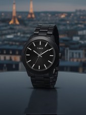 Timex Mens Watch All Black Stainless Steel Bracelet Dial 30M Water Resistance