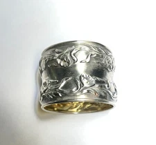 Art Nouveau Napkin Ring Sterling Silver Floral No Mono