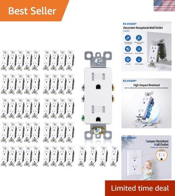 Decorator Wall Receptacle Outlet 15A 125V Tamper Resistant 50 Pack Replacement