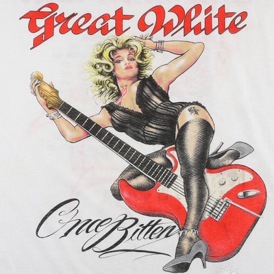 Vintage Once Bitten By Great White Cotton White All Size Unisex Shirt SE066