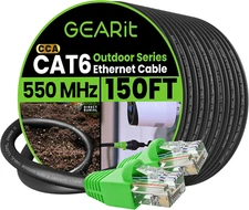 Gearit RJ45 Cat-6 Ethernet Patch Cable, 10Gpbs Transfer Speed, Gold-Plated Conne