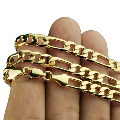 Mens 18k Gold Plated Figaro Link 24