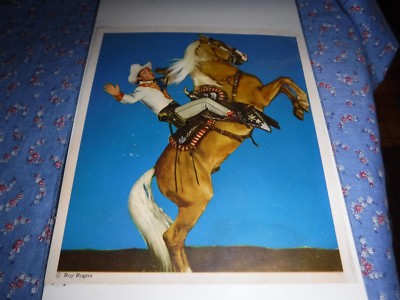 c. Vintage Western Picture Roy Rogers Trigger Rearing 7 5/8 x 6 5