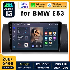 64G Android 14 CarPlay Stereo Radio GPS Sat Nav WiFi BT For BMW X5 E53 2000-2006