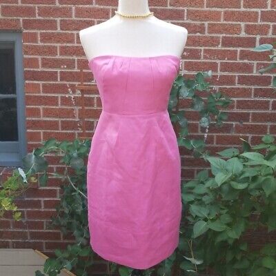 J.Crew PINK Dress Strapless Polished Cotton Sateen POCKETS - NWT NEW size 6