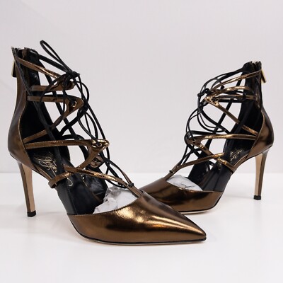NEW Women's ALEJANDRO INGELMO Bronze Duke Lace Up Leather Pump Size 37