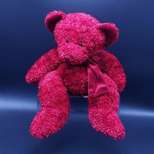 Russ Berrie ROSETTA Teddy Bear Ruby Red Sparkly Fur Felt Bow 14" Plush Animal