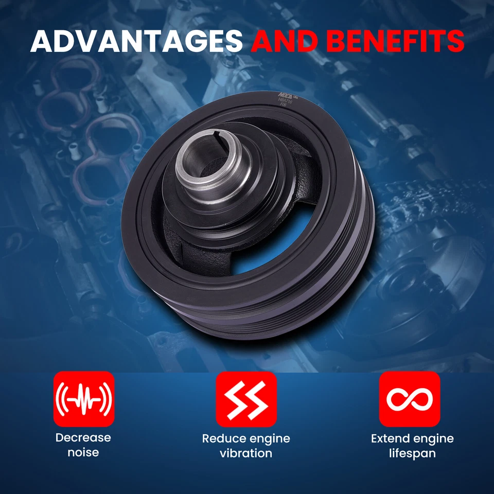 Harmonic Balancer Serpentine Belt for Escalade Silverado Tahoe GMC Sierra Yukon - Image 3 of 4