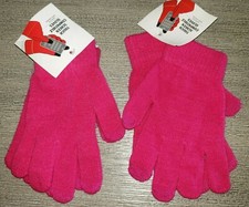 2 pair GIRLS WOMEN NEW FUCHSIA WINTER GLOVES one size fits most STRETCH  