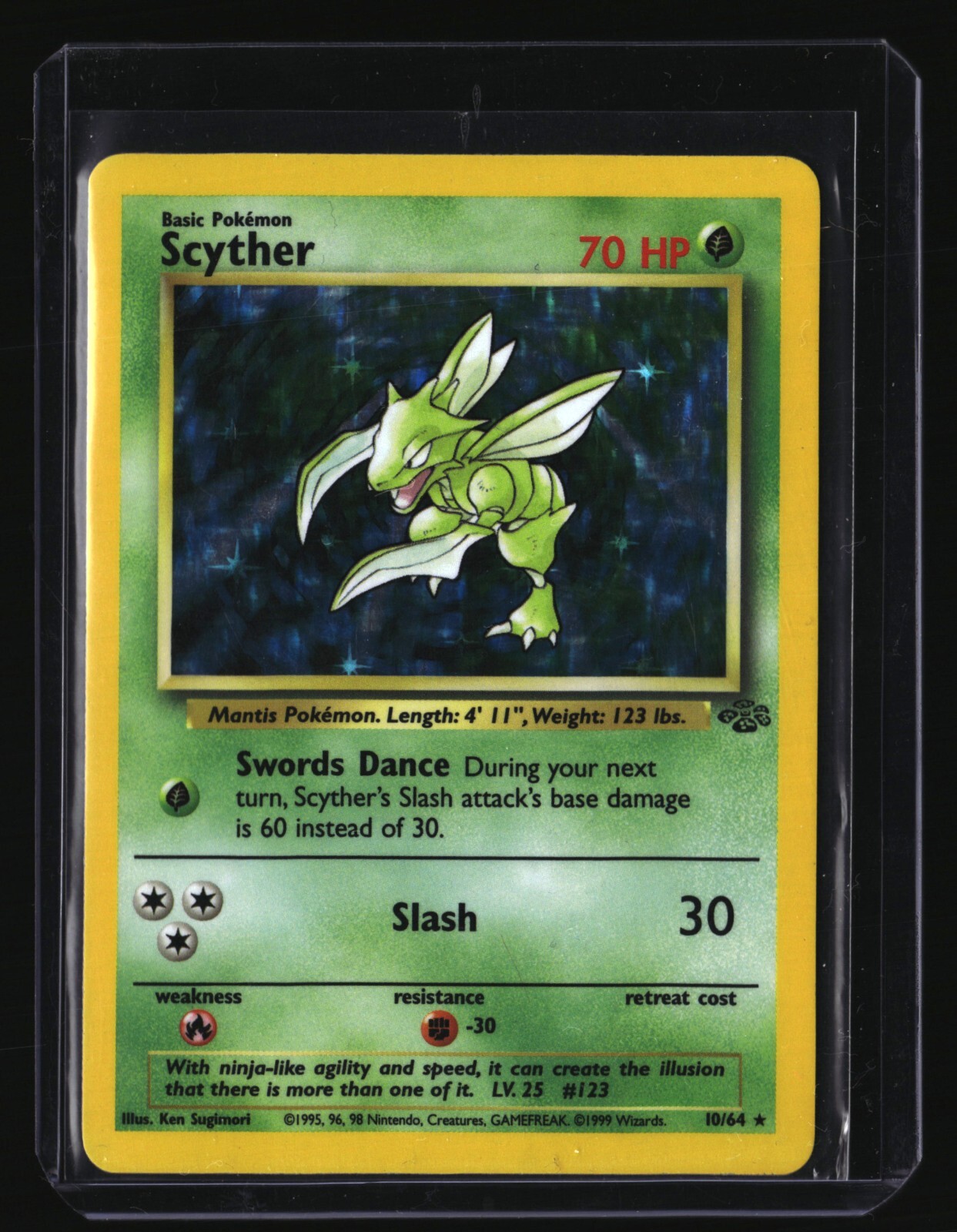Pokemon SCYTHER 10/64 (Holo Rare) Jungle - NM/Near Mint