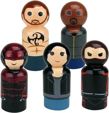 Bif Bang Pow! The Defenders Set of 5 Pin Mate Wooden Figure
