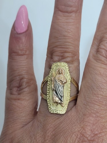 Long solid 14k Gold Saint Jude Judas Ring Size 6 7 8 9 10 Greek - Picture 7 of 20