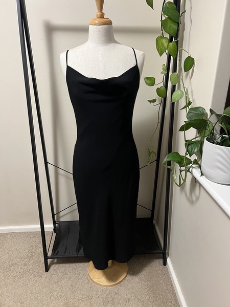 🖤 CUE - Cowl Neck Slip Midi Dress - Black - Size 10 - Preloved EUC Worn Once