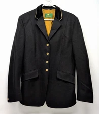 Hawthorne Riding Apparel Equestrian Dressage Jacket Women's Black Gold Buttons