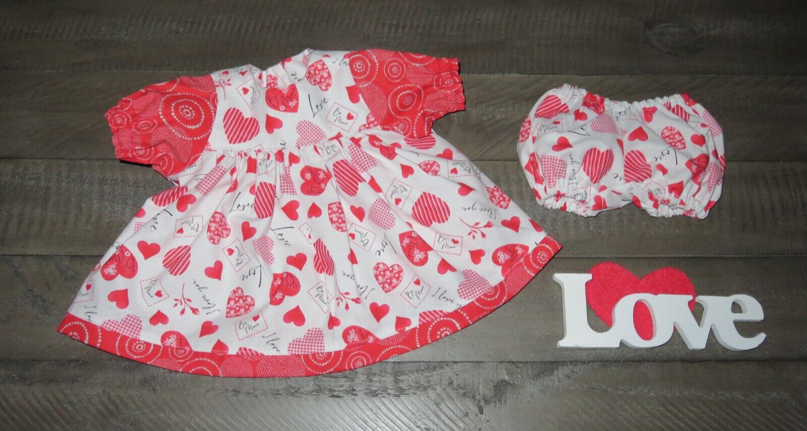 For 18" - 20" Baby Dolls - "be Mine" Red Dress Set