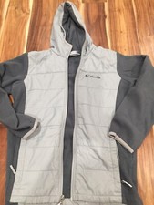 COLOMBIA BOYS JACKET HOODIE SIZE MEDIUM COLOR GRAY ZIP GUC
