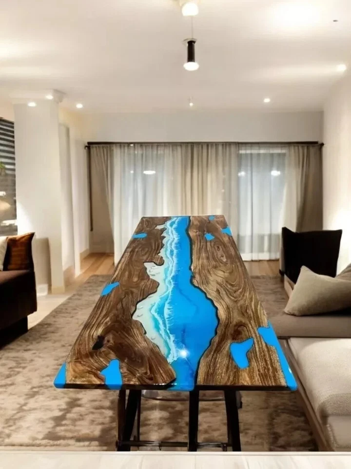 Epoxy Wave Ocean Table, Dining Table, Resin Coffee Table, River Table Home Decor - Image 3 of 4